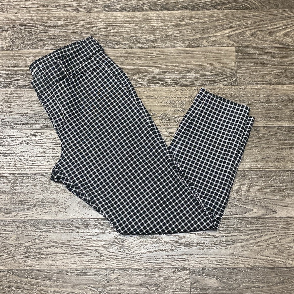 High Waisted Windowpane Plaid Pixie Skinny Ankle Pants for Women